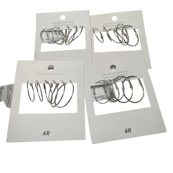 H&M Silver Hoop Earrings Bundle – 12 Pairs NWT - Picture 1 of 3